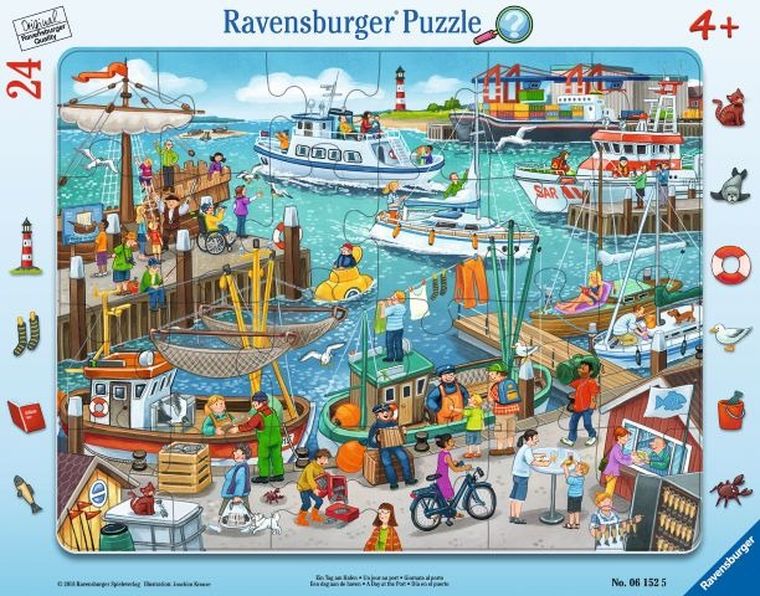 Ravensburger, Dzień w porcie, puzzle w ramce, 24 elementy