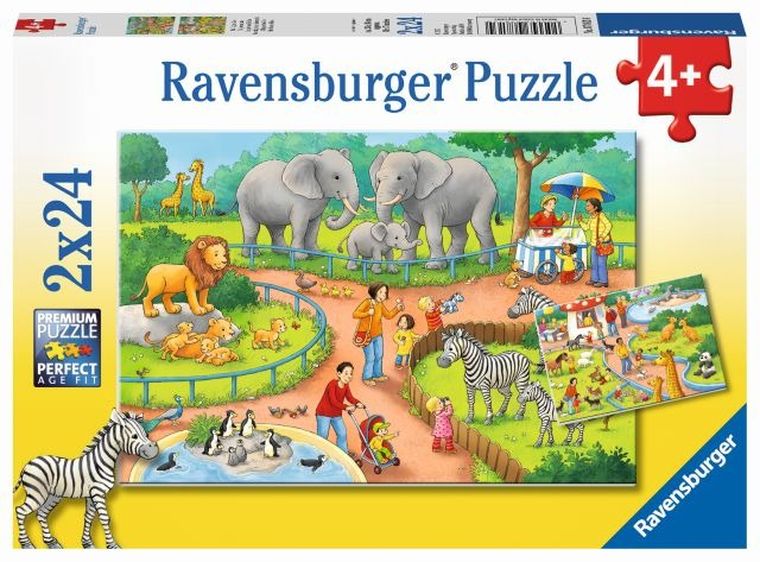 Ravensburger, Dzień w zoo, puzzle, 2-24 elementy