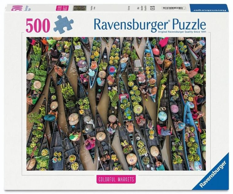 Ravensburger, Floating Market, Indonesia, puzzle, 500 elementów