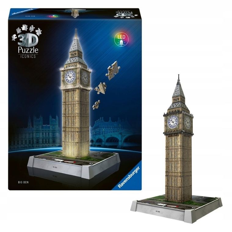 Ravensburger, Iconics, Big Ben, puzzle 3D LED, 224 elementy