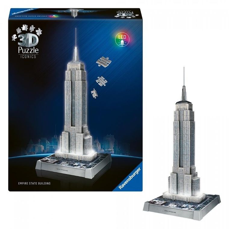 Ravensburger, Iconics, Empire State Building, puzzle 3D LED, 224 elementy