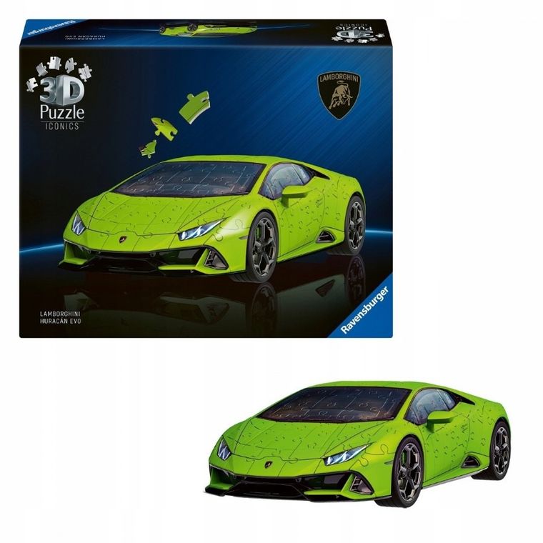Ravensburger, Iconics, Lamborghini Huracn EVO-Verde, 1:18, puzzle 3D, 108 elementów