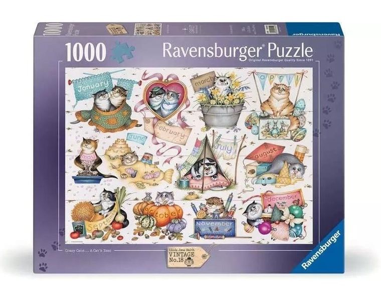 Ravensburger, Kalendarz Szalonych Kotów, puzzle, 1000 elementów