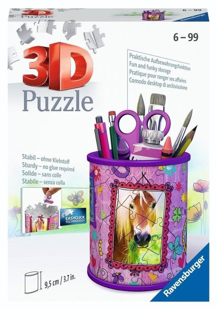 Ravensburger, Konie, przybornik, puzzle 3D, 54 elementy