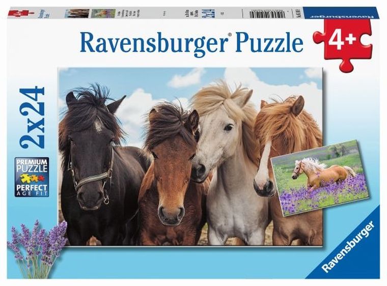 Ravensburger, Konie, puzzle, 2-24 elementy