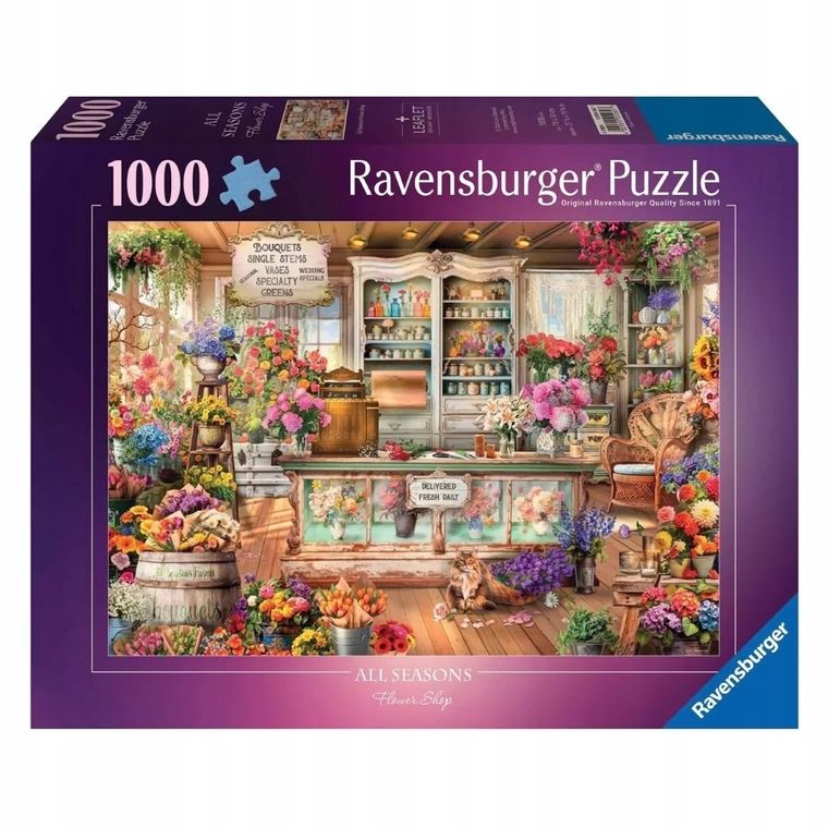 Ravensburger, Kot w kwiaciarni, puzzle, 1000 elementów