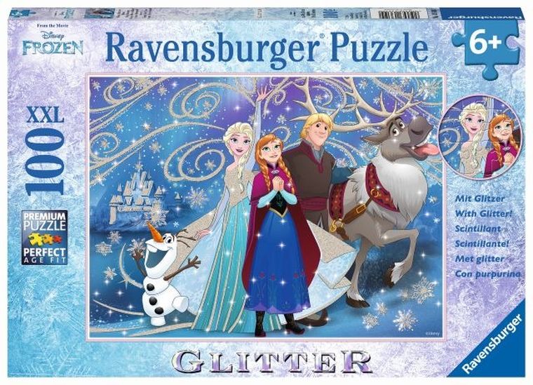 Ravensburger, Kraina Lodu. Błyszczący śnieg, puzzle, 100 elementów