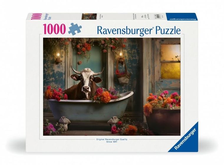 Ravensburger, Krowa w kąpieli, puzzle, 1000 elementów