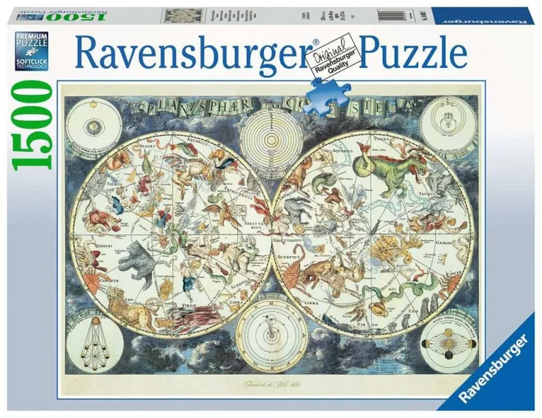 Ravensburger, Mapa z fantastycznymi zwierzętami, puzzle, 1500 elementów