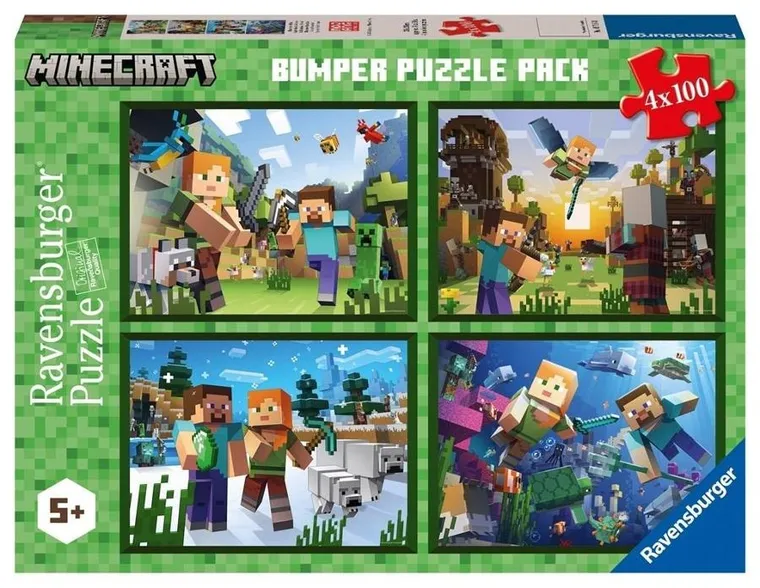 Ravensburger, Minecraft, puzzle, 4-100 elementów