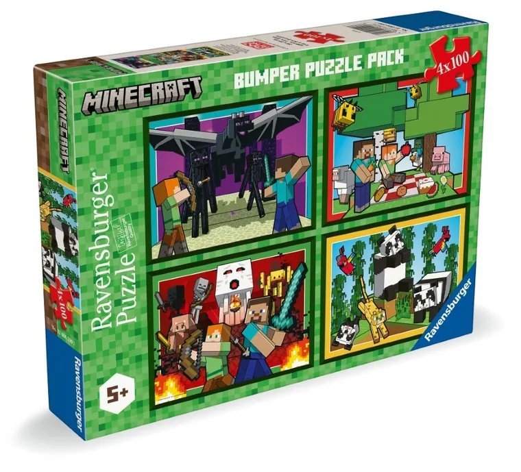 Ravensburger, Minecraft, puzzle, 4-100 elementów