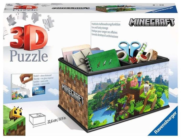Ravensburger, Minecraft, Szkatułka na akcesoria szkolne, puzzle 3D, 216 elementów
