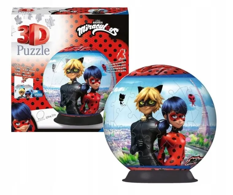 Ravensburger, Miraculous, Kula, puzzle 3D, 72 elementy