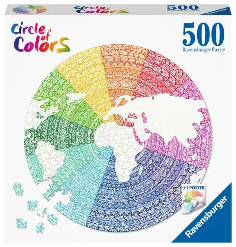 Ravensburger, Paleta kolorów, Mandala, puzzle 2D, 500 elementów