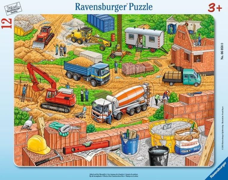 Ravensburger, Plac budowy, puzzle w ramce, 12 elementów