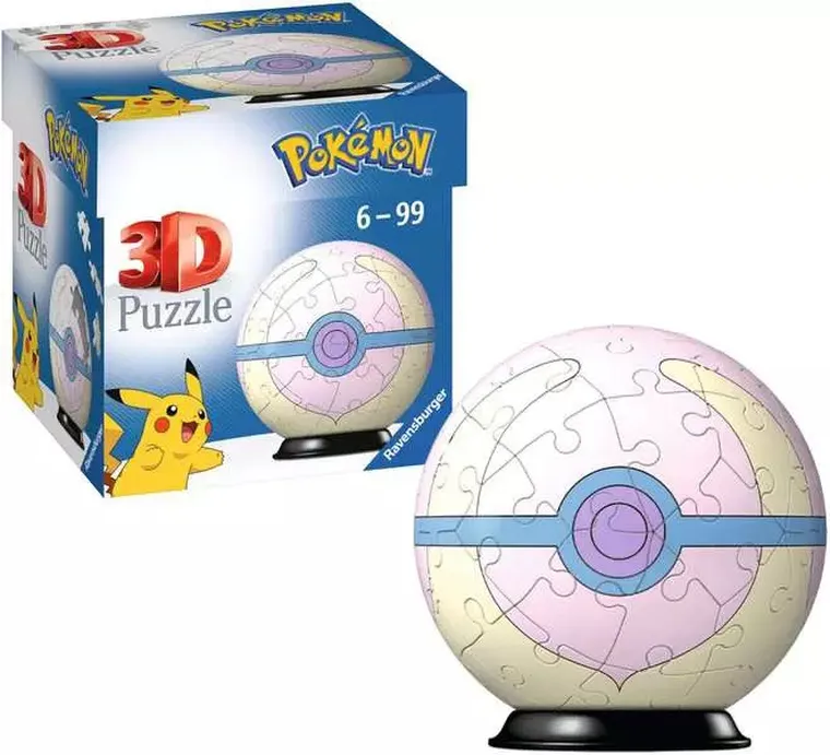 Ravensburger, Pokemon, Heal Ball, Kula, puzzle 3D, 55 elementów