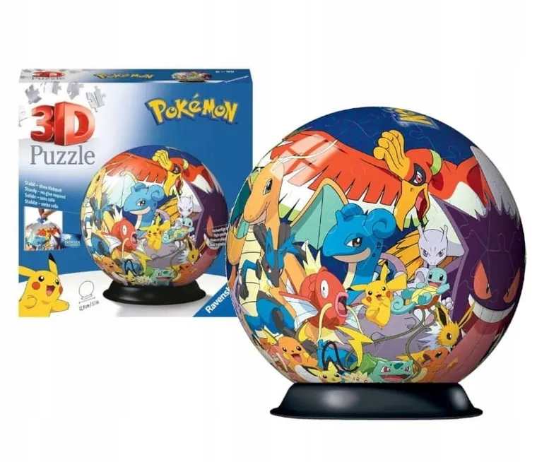 Ravensburger, Pokemon, Kula, puzzle 3D, 72 elementy