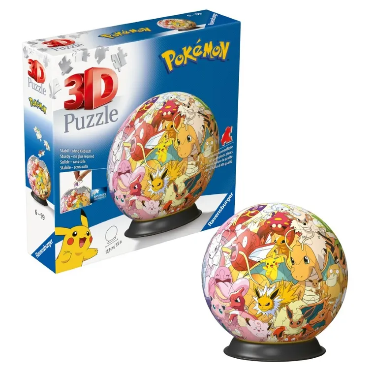 Ravensburger, Pokemon, Kula, puzzle 3D, 73 elementy