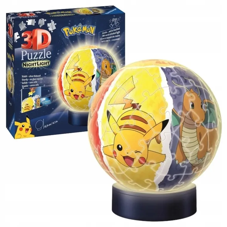 Ravensburger, Pokemon, Kula świecąca, puzzle 3D, 72 elementów