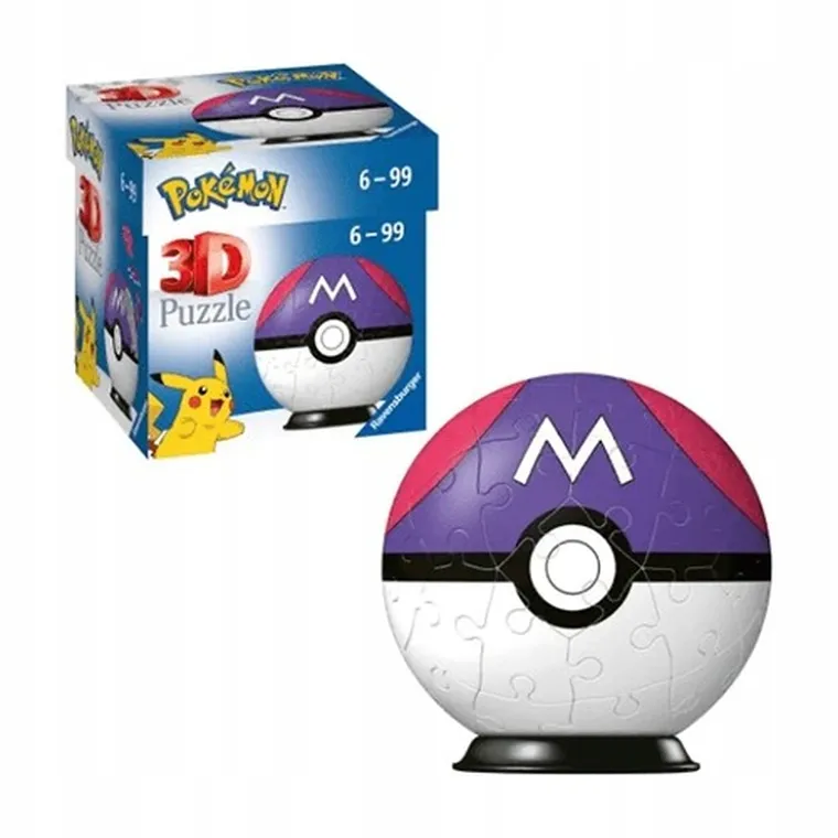 Ravensburger, Pokemon Master Ball, Kula, puzzle 3D, 54 elementy