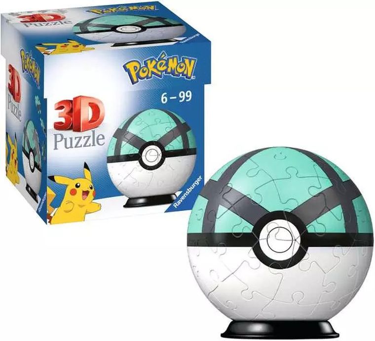 Ravensburger, Pokemon, Net Ball, puzzle, 3D, Kula, 55 elementów
