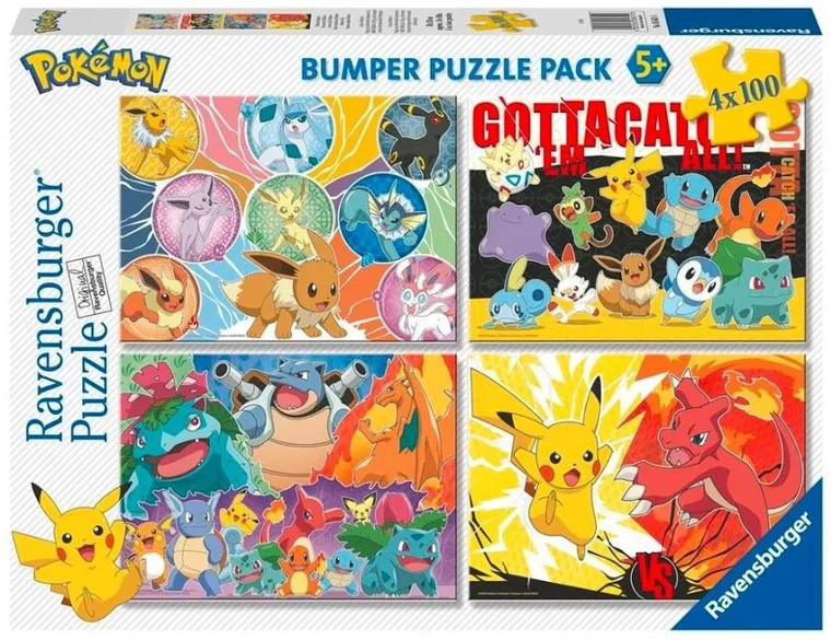 Ravensburger, Pokemon, puzzle, 4-100 elementów