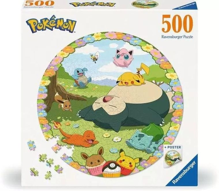 Ravensburger, Pokemon, puzzle okrągłe z plakatem, 500 elementów