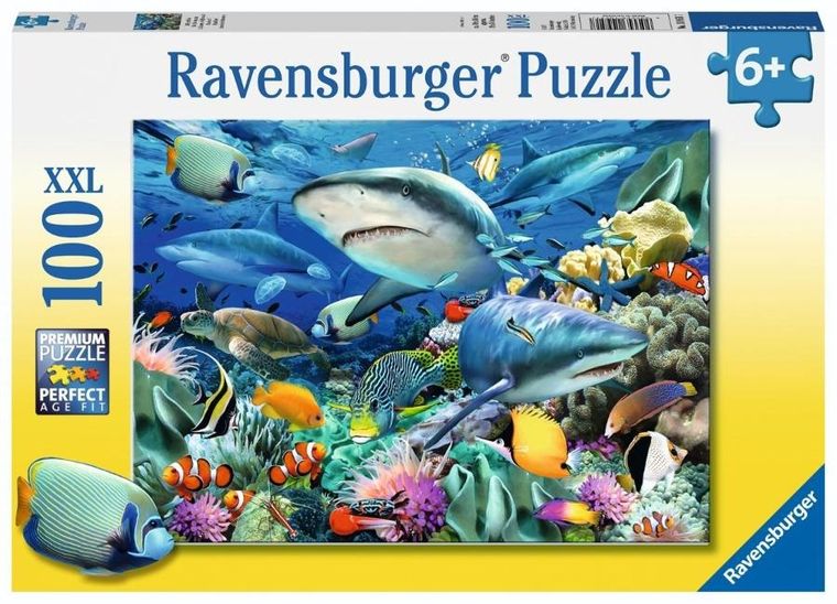 Ravensburger, Rekin, Rafa koralowa, puzzle XXL, 100 elementów