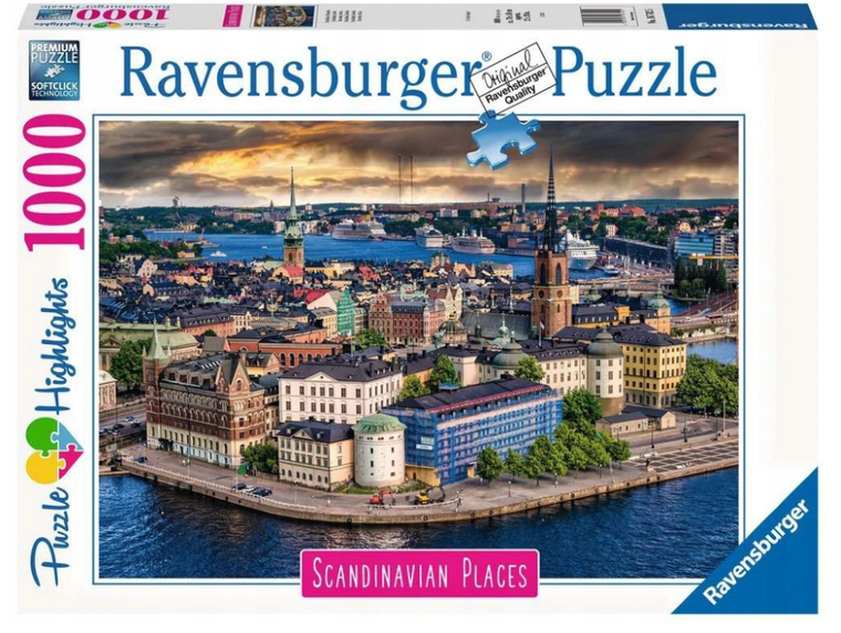 Ravensburger, Skandynawskie miasto widok, puzzle, 1000 elementów
