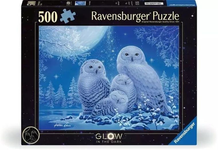 Ravensburger, Sowy, puzzle świecące w ciemności, 500 elementów