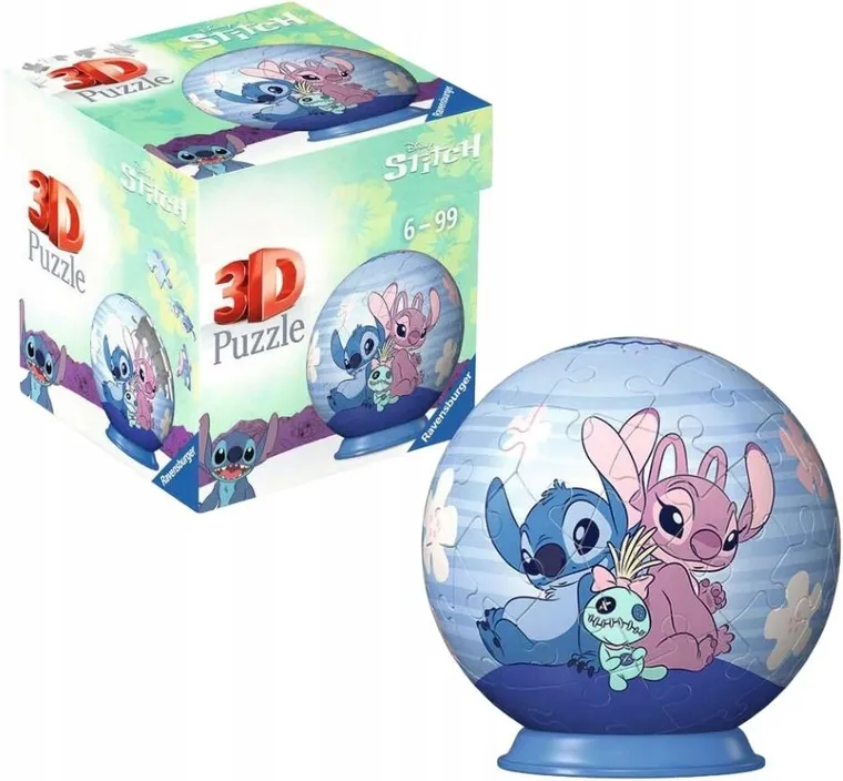 Ravensburger, Stitch, Kula, puzzle 3D, 55 elementów