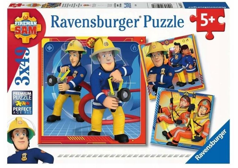 Ravensburger, Strażak Sam na ratunek, puzzle, 3-49 elementów