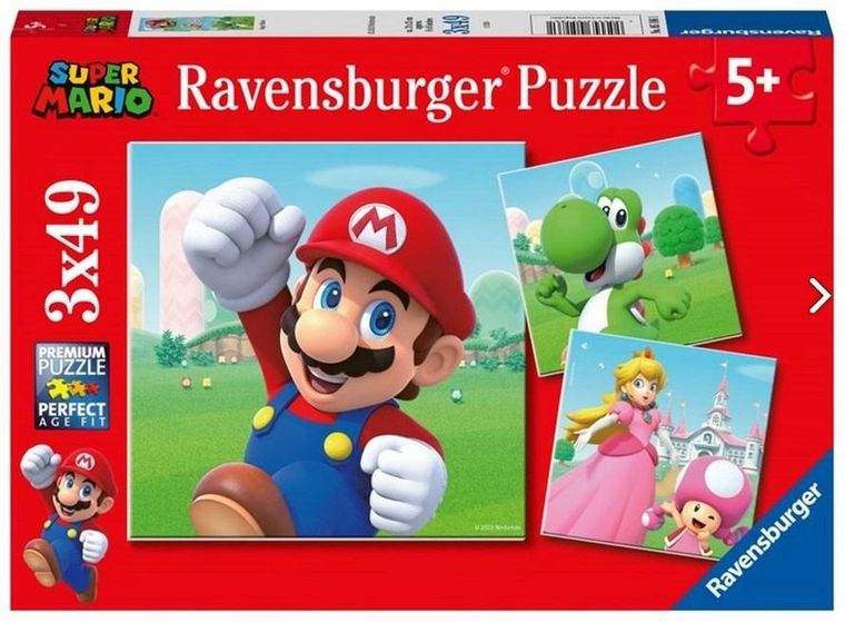 Ravensburger, Super Mario, puzzle, 3-49 elementów