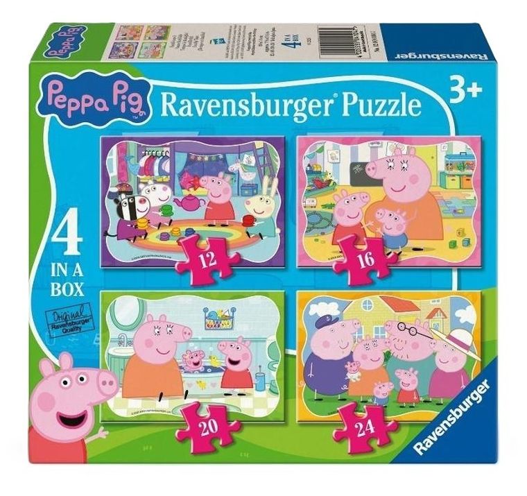 Ravensburger, Świnka Peppa, Rodzinne chwile, puzzle, 4w1, 72 elementy