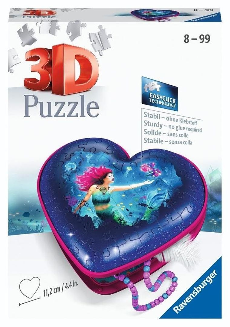 Ravensburger, Syrenka, serce, puzzle 3D, 54 elementy