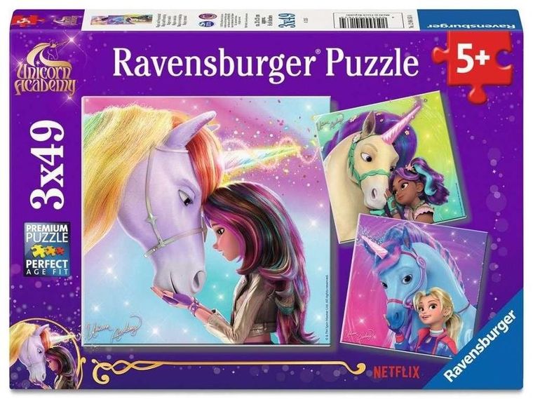 Ravensburger, Unicorn Academy, puzzle, 3-49 elementów