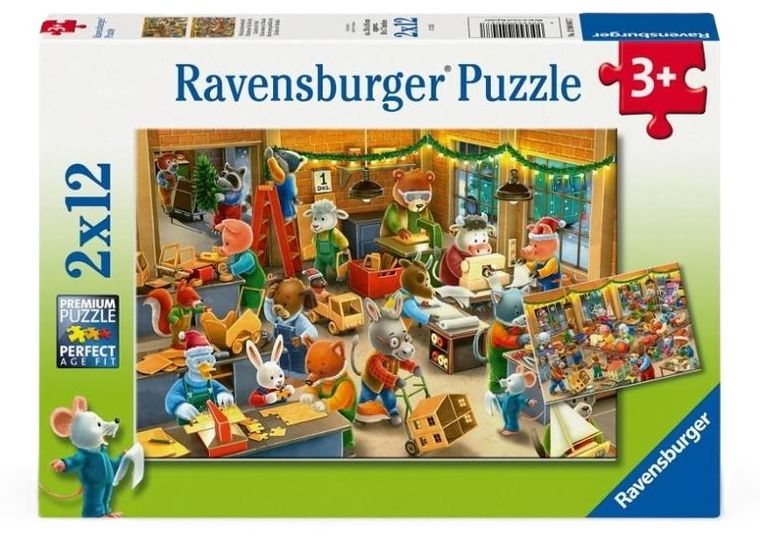 Ravensburger, Warsztat świąteczny, puzzle, 2-12 elementów