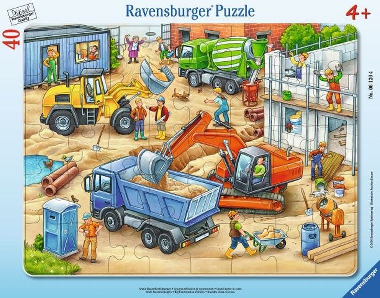 Ravensburger, Wielkie pojazdy budowlane, puzzle w ramce, 40 elementów