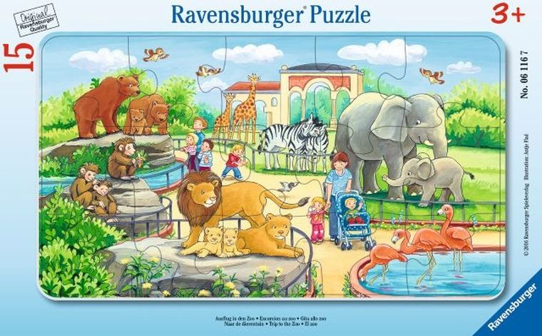 Ravensburger, Wycieczka do zoo, puzzle w ramce, 15 elementów