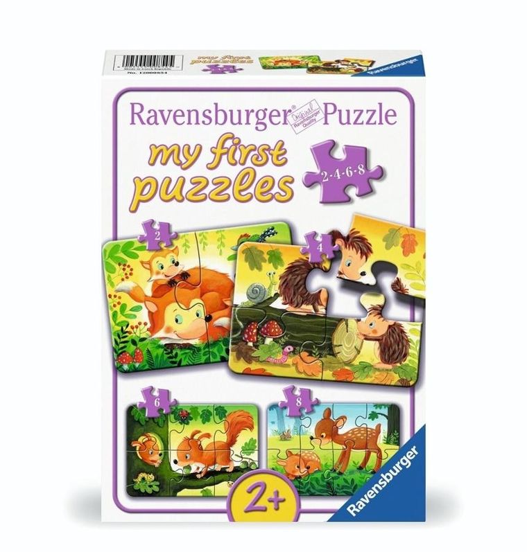 Ravensburger, Zabawa z leśnymi zwierzętami, puzzle, 4w1