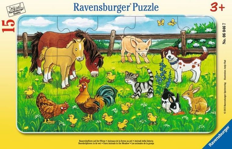 Ravensburger, Zwierzęta domowe, puzzle w ramce, 15 elementów
