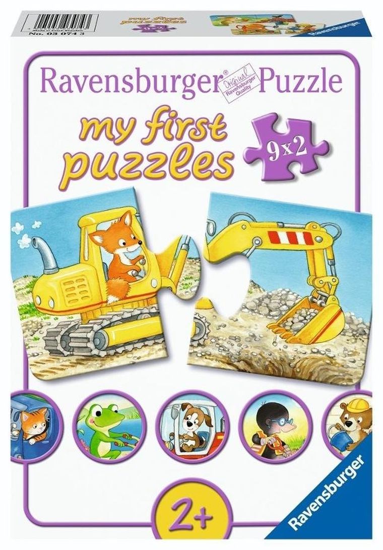 Ravensburger, Zwierzęta na budowie, puzzle, 2-9