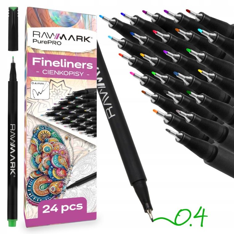 Rawmark, Finliner, cienkopisy, 24 kolory
