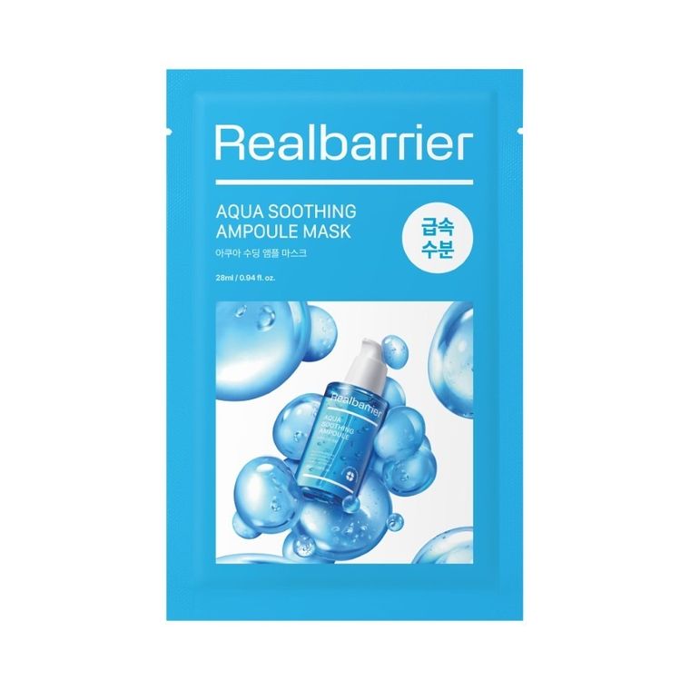 Real Barrier, Aqua Soothing Ampoule Mask, intensywnie nawilżająca i kojąca maseczka w płachcie, 28 ml