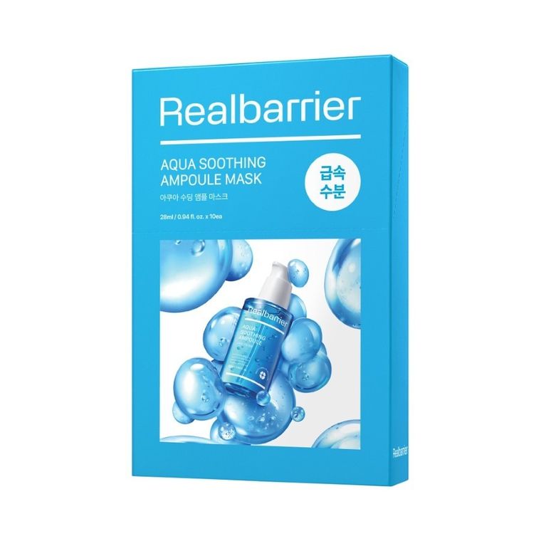 Real Barrier, Aqua Soothing Ampoule Mask, maseczka w płachcie, 10 szt.
