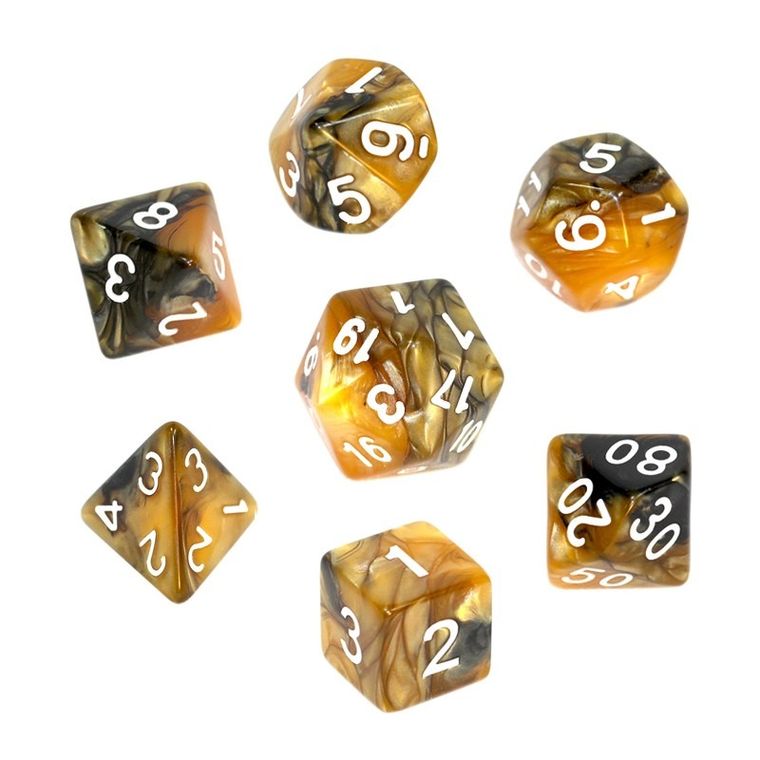 Rebel, komplet kości RPG, dwukolorowe, czarno-złote
