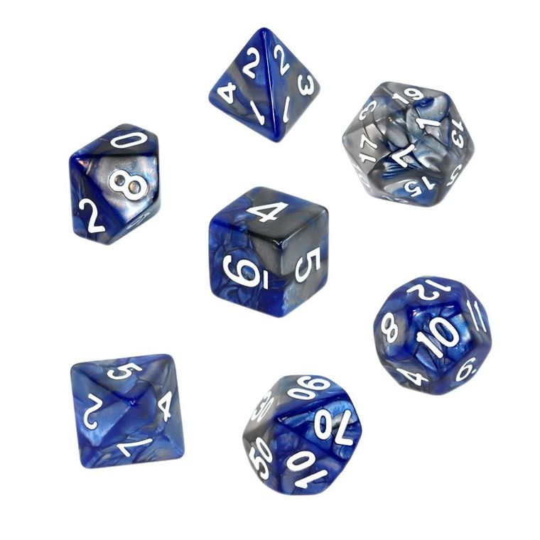 Rebel, komplet kości RPG, dwukolorowe, niebiesko-szare