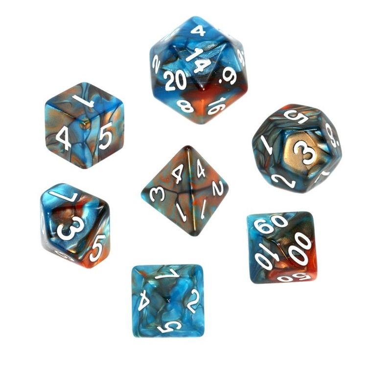 Rebel, komplet kości RPG, dwukolorowe, pomarańczowo-niebieskie