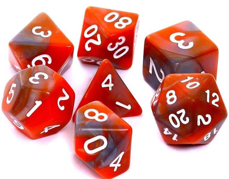 Rebel, komplet kości RPG, dwukolorowe, pomarańczowo-szare