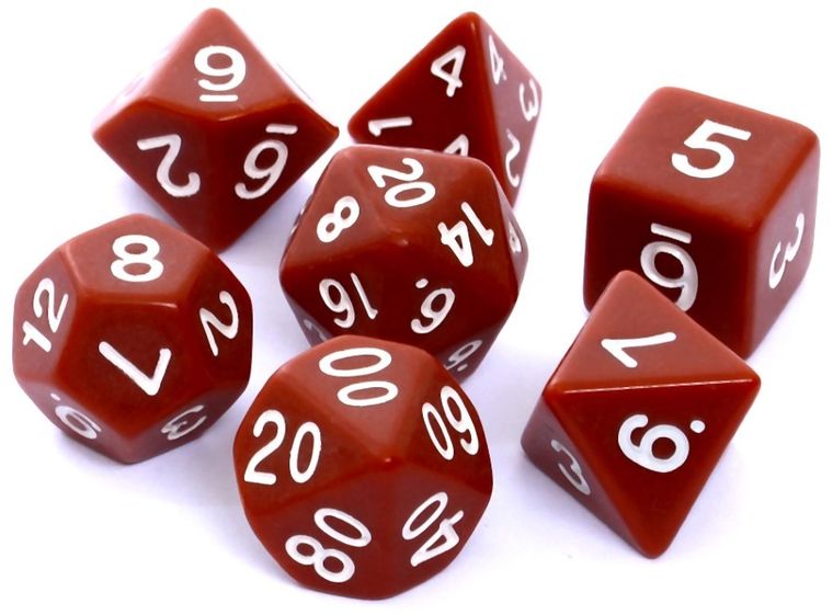 Rebel, komplet kości RPG, matowe, brązowe